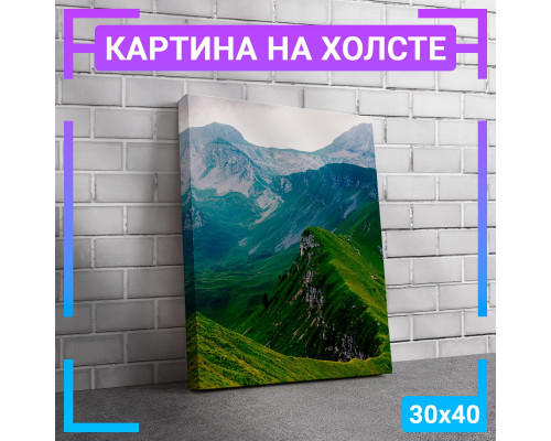 Картина на холсте "Зеленые горы" 30х40 см