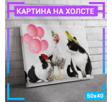 Картина интерьерная на холсте "Кошка, зайка и другие" 50х40 см