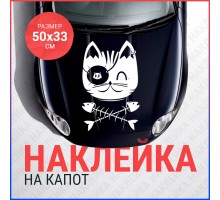 Наклейка на капот 50х33 Кот пират