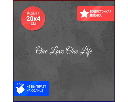 Наклейка "One love, one life" для автомобиля