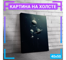 Картина интерьерная на холсте "Планеты под водой " 40х50 см