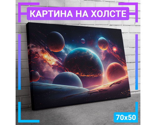 Картина "Космос Планеты" на Холсте 70х50 см