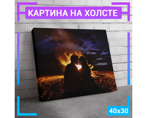 Картина "Поцелуй в ночи" на холсте 40х30 см.