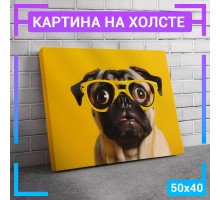 Картина интерьерная на холсте "Мопс" 50х40 см