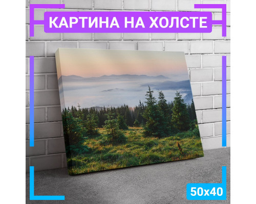 Картина "Лес, горы" на холсте 50х40 см.