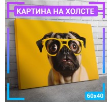 Картина интерьерная на холсте "Мопс" 60х40 см