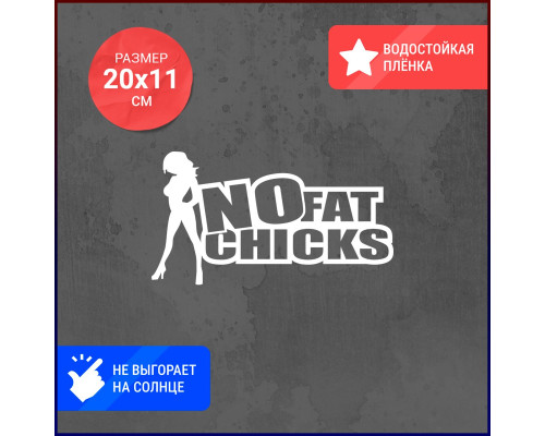 "Стильная наклейка для авто: No fat chicks с девушкой"