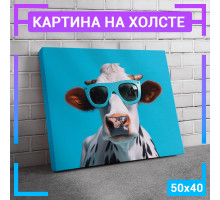 Картина интерьерная на холсте "Корова в одежде" 50х40 см