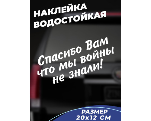 "Стильная наклейка 'Спасибо вам' для авто 20x12"