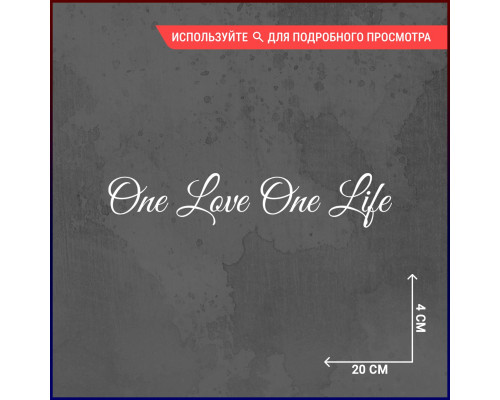 Наклейка "One love, one life" для автомобиля