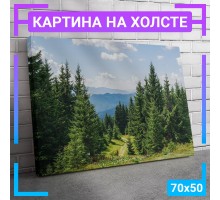 Картина интерьерная на холсте "Зеленый лес" 70х50 см