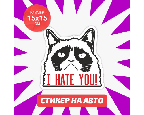 Наклейка на авто 15х15 Grumpy cat - украшение с характером