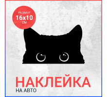 Наклейка на авто 16х10 Кот выглядывает 2вар