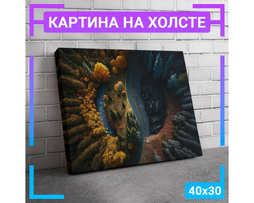 Картина: Дорога среди леса, 40х30 см.